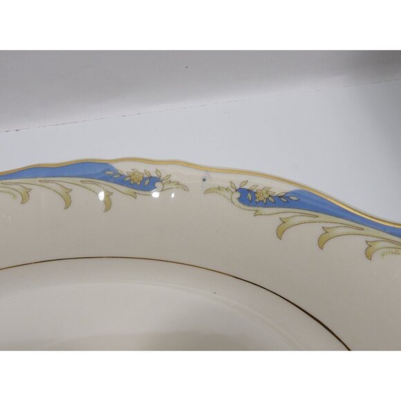 Syracuse Carvel Oval Serving Platter Federal Shape Blue Gold Trim Vintage - Picture 7 of 10